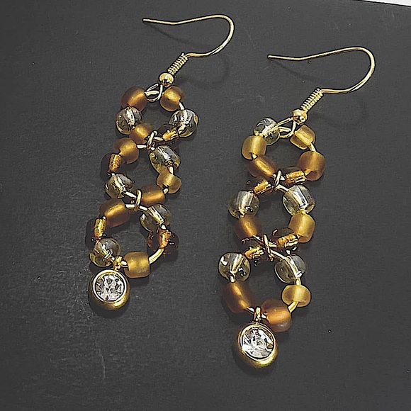 Austrian Glass Bead Necklace & Earring Set 18k Gold - Picture 2 of 5